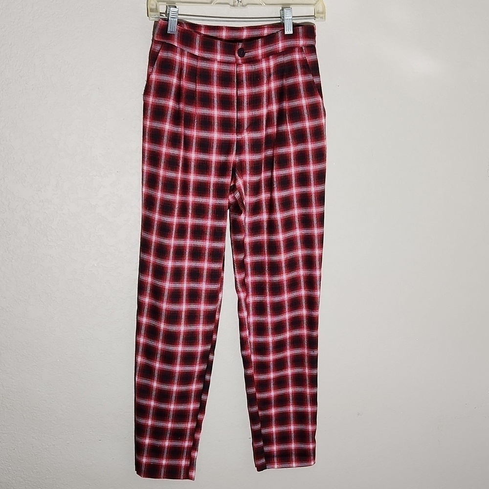Forever 21 Pants Womens Size S Plaid Red Black White